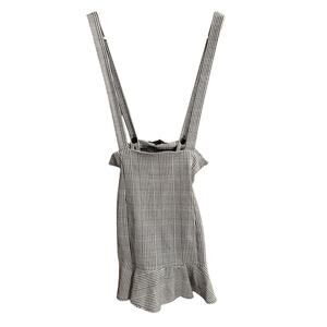 Forever 21 Pinafore Style Dress Micro Houndstooth Plaid Black White Ruffles S